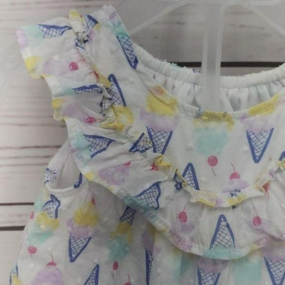 Wonder Nation 0/3‎ Months 2 Piece Ice Cream White summer Outfit - Picture 5 of 11